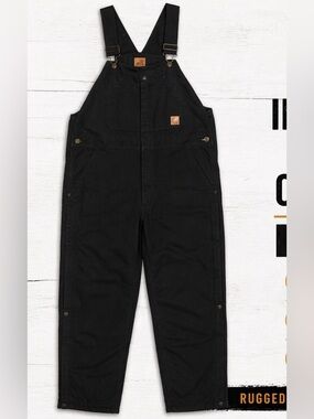 Berne Insulated Bib Overalls Large Black Duck Canvas Workwear Winter Heavy Duty